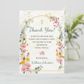 Farbenfrohe Wildblume Taufe Danke Karte (Stehend Vorderseite)