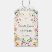 Farbenfrohe Wildblume Taufe Geschenkanhänger (Vorderseite)