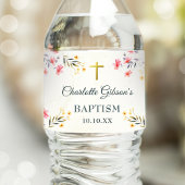 Farbenfrohe Wildblume Taufe Papier Teller Wasserflaschenetikett