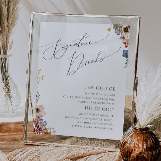 Farbenfrohe Wildblume | Unterschrift Drinks Poster