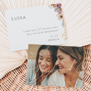 Farbenfrohe Wildblume   Verblasste Foto Bridesmaid Einladung