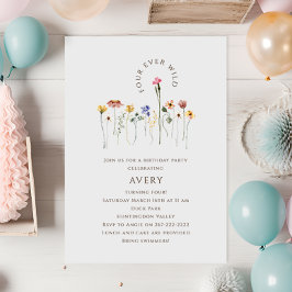Farbenfrohe Wildblume Vier mal Wild Geburtstagspar Einladung
