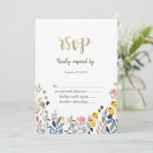 Farbenfrohe Wildblume Wasserfarbe Wiese Einladung (Stehend Vorderseite)