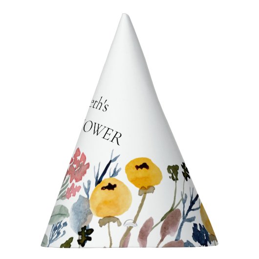 Farbenfrohe Wildblume Wasserfarbe Wiese Partyhütchen (Rechts)