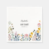 Farbenfrohe Wildblume Wasserfarbe Wiese Serviette (Vorderseite)