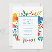 Farbenfrohe Wildblume Wasserfarbener Hochzeitsempf Einladung (Vorderseite)