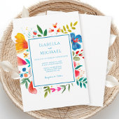 Farbenfrohe Wildblume Wasserfarbener Hochzeitsempf Einladung