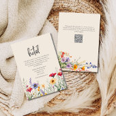 Farbenfrohe Wildblume Wedding Hotel Beige Begleitkarte