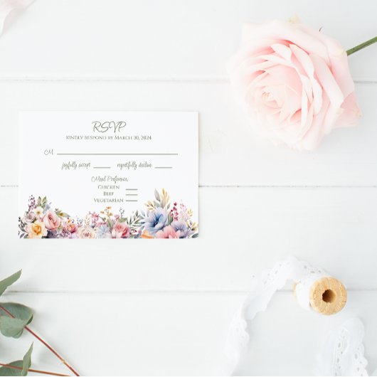 Farbenfrohe Wildblume Wedding RSVP Card