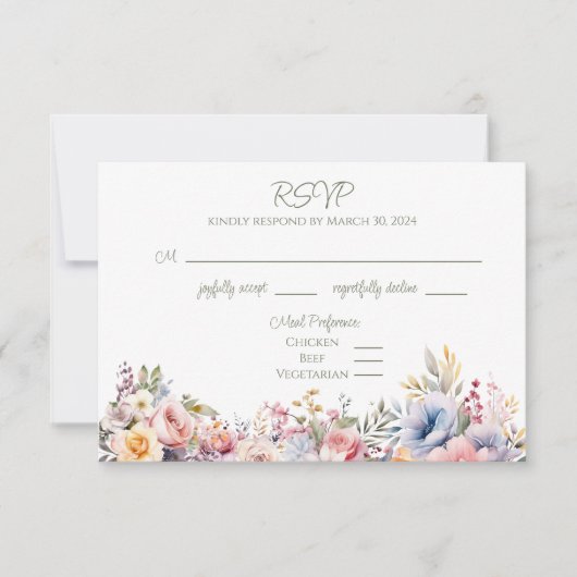 Farbenfrohe Wildblume Wedding RSVP Card (Vorderseite)