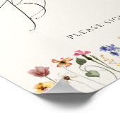 Farbenfrohe Wildblume Wiese | Beige Guest Book Sig Poster (Ecke)