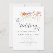 Farbenfrohe Wildblume Wiese Elegantes Skript Einladung (Vorderseite)