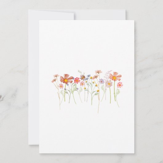 Farbenfrohe Wildblume Wiese Elegantes Skript Einladung (Rückseite)