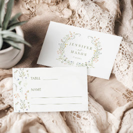 Farbenfrohe Wildblume Wiese Hochzeit flache Platzk Platzkarte