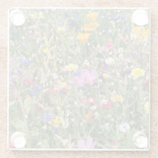 Farbenfrohe Wildblume Wiese, lebendiges Muster. Glasuntersetzer (Rückseite)