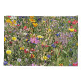 Farbenfrohe Wildblume Wiese, lebendiges Muster. Kissenbezug (Rückseite)
