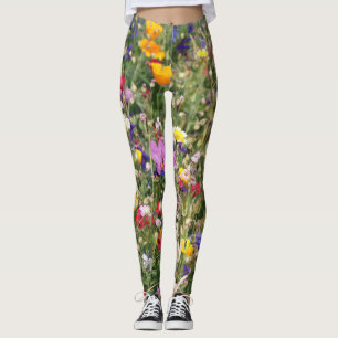 Farbenfrohe Wildblume Wiese, lebendiges Muster. Leggings