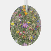 Farbenfrohe Wildblume Wiese, lebendiges Muster. Ornament Aus Glas (Vorderseite Rechts)