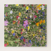 Farbenfrohe Wildblume Wiese, lebendiges Muster. Puzzle (Horizontal)