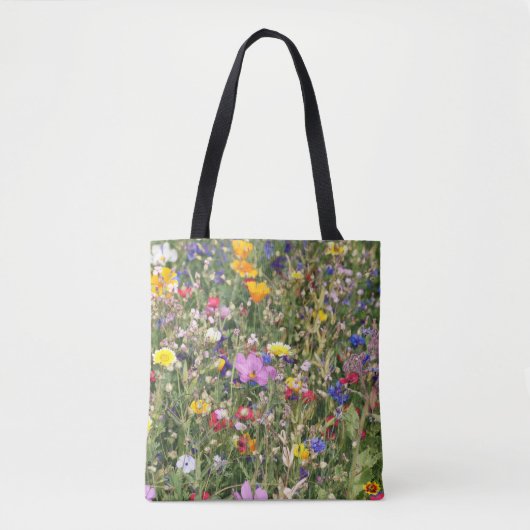 Farbenfrohe Wildblume Wiese, lebendiges Muster. Tasche (Vorderseite)