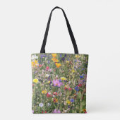 Farbenfrohe Wildblume Wiese, lebendiges Muster. Tasche (Rückseite)