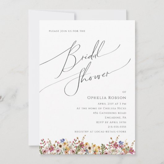 Farbenfrohe Wildblume | WiesenBrautparty Einladung (Vorderseite)