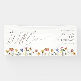 Farbenfrohe Wildblume Wild One Willkommen Geburtst Banner