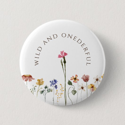 Farbenfrohe Wildblume Wild und ein kräftiger Gebur Button (Vorderseite)