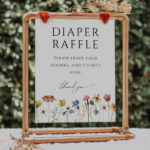 Farbenfrohe Wildblume Windeln Raffle Babydusche Ze Poster