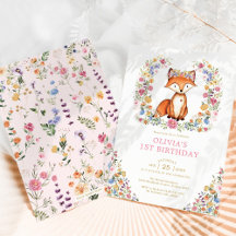Farbenfrohe Wildblume Woodland Fox Girl Geburtstag