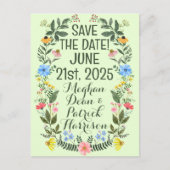 Farbenfrohe Wildblume Wreath Wedding Rett-the-Date Postkarte (Vorderseite)
