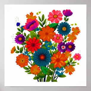 Farbenfrohe Wildblume, Zimmerdekor für Mädchen Poster