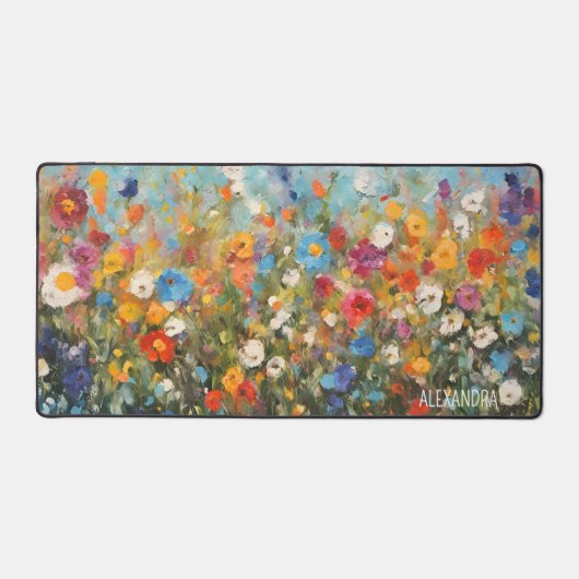Farbenfrohe Wildblumen Abstrakt Schreibtischunterlage (Vorderseite)