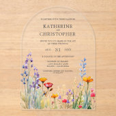 Farbenfrohe Wildblumen Acryleinladungen (Vorderseite)