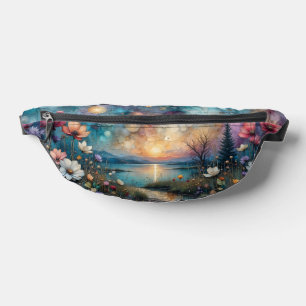 Farbenfrohe Wildblumen an der Wasserkante Bauchtasche