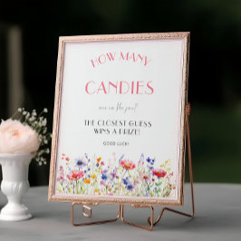 Farbenfrohe Wildblumen Baby Showkandies Spiel Poster