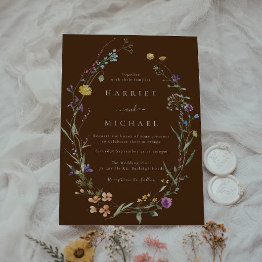 Farbenfrohe Wildblumen Blumenzeremonie Einladung
