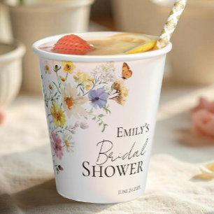 Farbenfrohe Wildblumen Boho Brautparty Pappbecher
