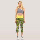 Farbenfrohe Wildblumen Capri Leggings (Vorderseite)