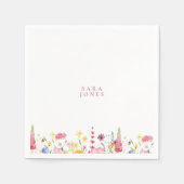 Farbenfrohe Wildblumen Custom Pink Name Baby Dusch Serviette (Vorderseite)