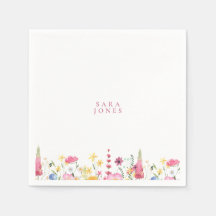 Farbenfrohe Wildblumen Custom Pink Name Baby Dusch