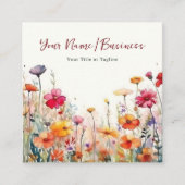 Farbenfrohe Wildblumen Der blühende Blumengarten Quadratische Visitenkarte (Vorderseite)
