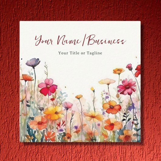 Farbenfrohe Wildblumen Der blühende Blumengarten Quadratische Visitenkarte