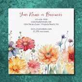 Farbenfrohe Wildblumen Der blühende Blumengarten Quadratische Visitenkarte