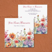 Farbenfrohe Wildblumen Der blühende Blumengarten Quadratische Visitenkarte