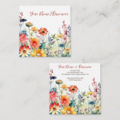 Farbenfrohe Wildblumen Der blühende Blumengarten Quadratische Visitenkarte (Vorne/Hinten)