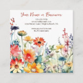 Farbenfrohe Wildblumen Der blühende Blumengarten Quadratische Visitenkarte (Rückseite)