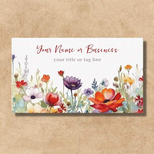 Farbenfrohe Wildblumen Der blühende Blumengarten Visitenkarte