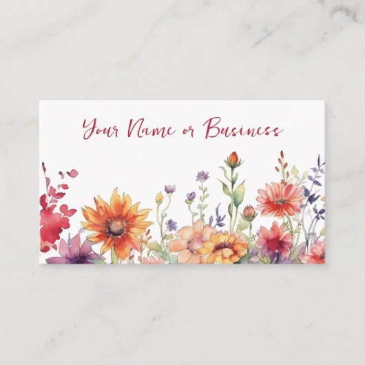 Farbenfrohe Wildblumen Der blühende Blumengarten Visitenkarte (Vorderseite)