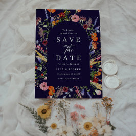 Farbenfrohe Wildblumen der Marine Hochzeit Save The Date